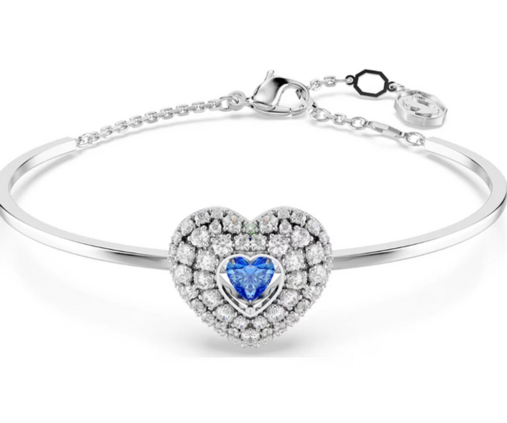 Swarovski - Hyperbola bangle, Heart, Blue, Rhodium plated - 5680393
