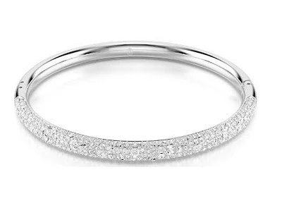 Swarovski - Meteora bangle, Snow pavé, White, Rhodium plated
