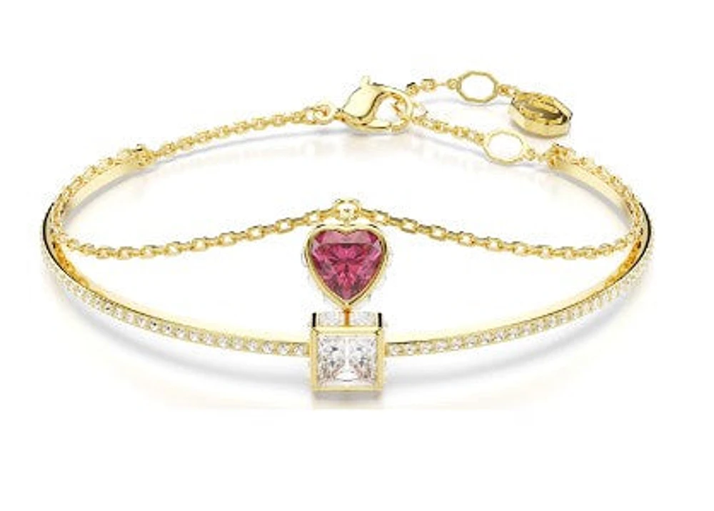 Swarovski - Chroma bangle, Heart, Red, Gold-tone plated - 5683835