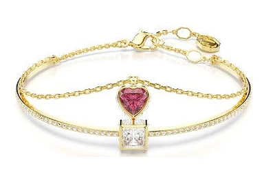 Swarovski - Chroma bangle, Heart, Red, Gold-tone plated - 5683835