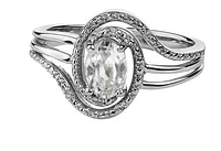 925 Sterling Silver White Topaz & Diamond Ring - 4.5