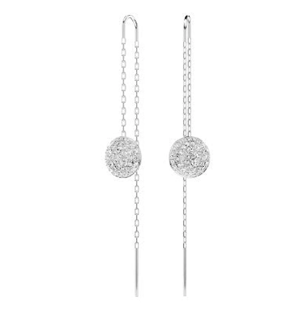 Swarovski Meteora drop earrings, White, Rhodium plated 5683448