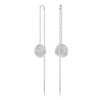 Swarovski Meteora drop earrings, White, Rhodium plated 5683448