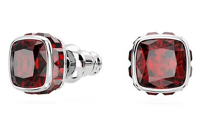 Swarovski - Birthstone stud earrings, Square cut, January, Red, Rhodium plated - 5660798