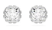 Swarovski - Birthstone stud earrings, Square cut, April, White, Rhodium plated - 5661957