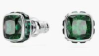 Swarovski Birthstone stud earrings, Square cut, May, Green, Rhodium plated - 5660801