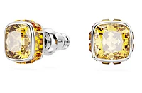 Swarovski Birthstone stud earrings, Square cut, November, Yellow, Rhodium plated - 5660802