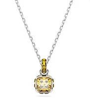 Birthstone pendant, Square cut, November, Yellow, Rhodium plated - 5651792