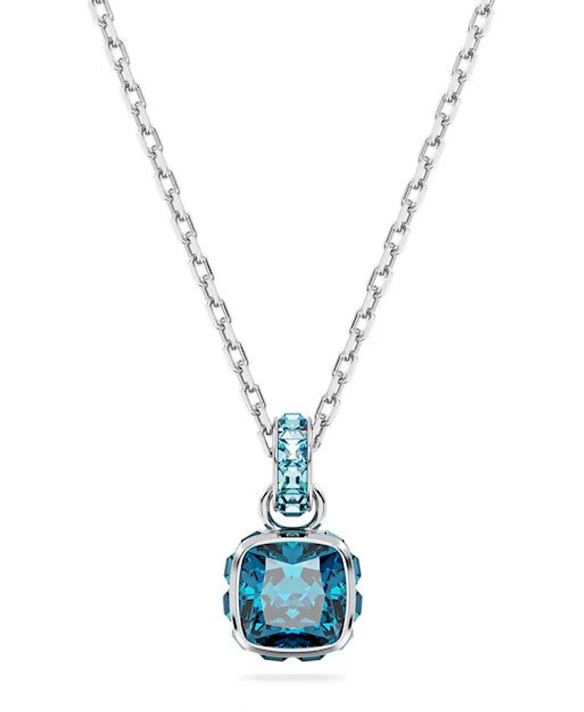 Swarovski Birthstone pendant, Square cut, December, Blue, Rhodium plated - 5651707