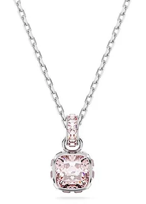 Swarovski Birthstone pendant, Square cut, June, Pink, Rhodium plated - 5652044