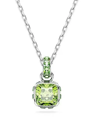 Swarovski Birthstone pendant, Square cut, August, Green, Rhodium plated - 5651706