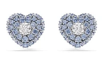 Swarovski Hyperbola stud earrings, Heart, Blue, Rhodium plated - 5683576
