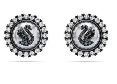 Swarovski - Iconic Swan stud earrings, Swan, Gray, Ruthenium plated - 5680848 - Discontinued