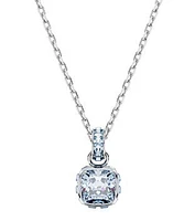 Birthstone pendant, Square cut, March, Blue, Rhodium plated 5651794