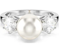 Swarovski - Matrix ring, Crystal pearl, Round cut, White, Rhodium plated Size 58 - 5689628