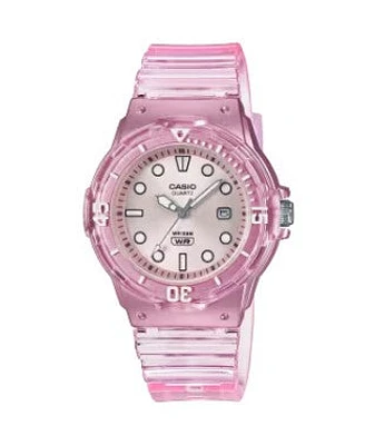 Casio POP Women's 'Dive Series' Quartz Transparent Resin Casual Watch LRW-200HS-4EVCF, Transparent Pink