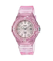 Casio POP Women's 'Dive Series' Quartz Transparent Resin Casual Watch LRW-200HS-4EVCF, Transparent Pink