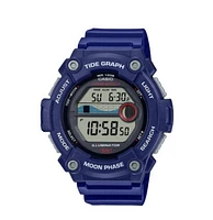 Casio Tide Graph Moon Phase Men's Sports Watch w/Illuminator (Model WS-1300H-2AV Blue), Blue, Digital