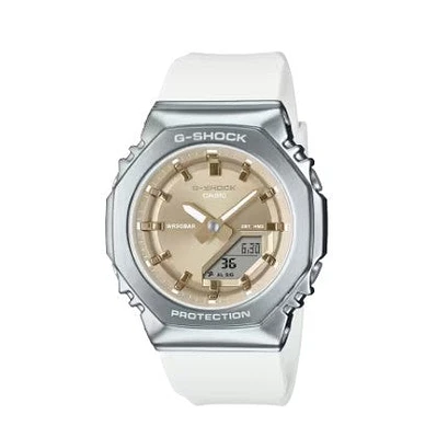 Casio G-Shock Analog Digital Watch, White & Gold,  GMS2110-7A9
