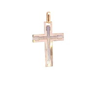 10K 2 Tone Yellow and White Gold Cross -  40mm x 23mm