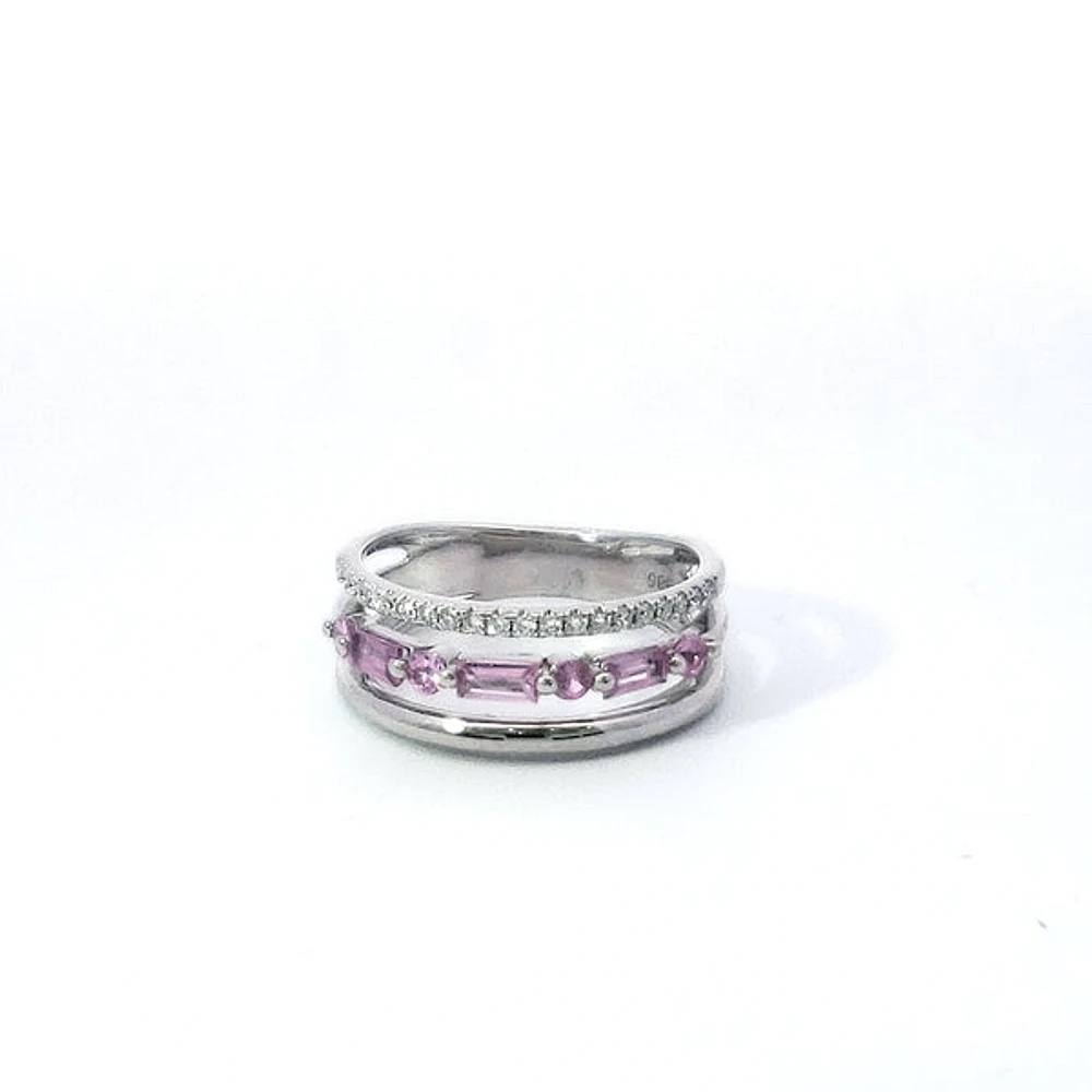 14K White Gold Sapphire & Diamond Ring