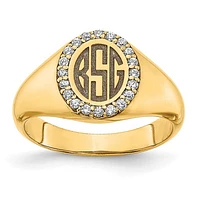 14K Yellow Gold 0.16cttw Diamond Men's Monogram Ring - Personalized