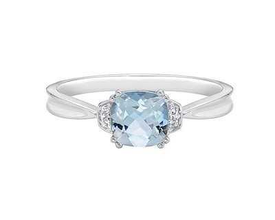 10K White Gold 0.80cttw Aquamarine & 0.02cttw Diamond Ring, size 7