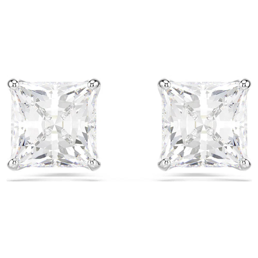 Swarovski Attract/Stilla stud earrings, Square cut, White, Rhodium plated - 5430365/5537868 (SS)