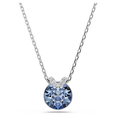 Swarovski Bella V pendant, Round cut, Blue, Rhodium plated 5734232