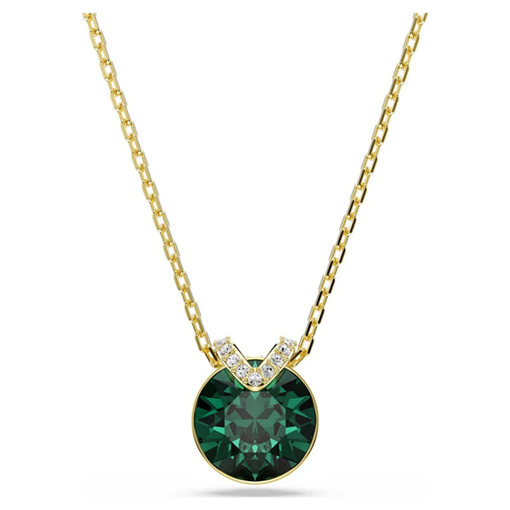 Swarovski Bella V pendant, Round cut, Green, Gold-tone plated 5735387