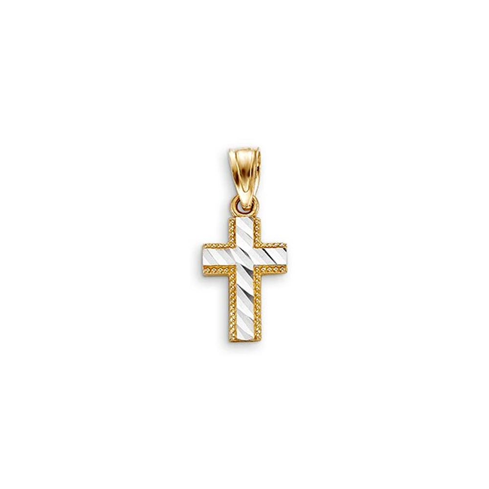 10K 2 Tone Gold Cross Charm