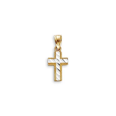 10K 2 Tone Gold Cross Charm