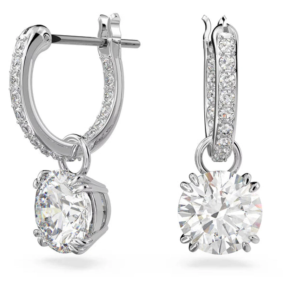 Swarovski Constella/Stilla drop earrings, Round cut, White, Rhodium plated - 5636717/5649007 (SS)