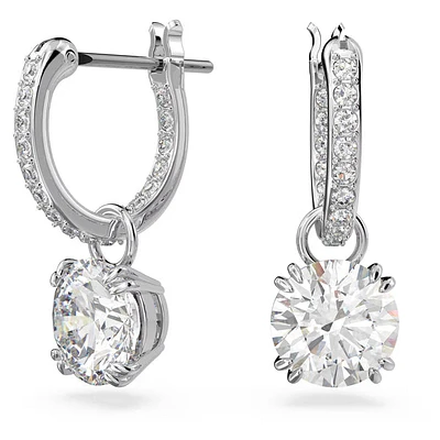 Swarovski Constella/Stilla drop earrings, Round cut, White, Rhodium plated - 5636717/5649007 (SS)