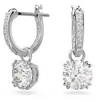 Swarovski Constella/Stilla drop earrings, Round cut, White, Rhodium plated - 5636717/5649007 (SS)
