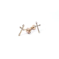14K Yellow Gold 0.17 cttw Diamond Cross Earrings