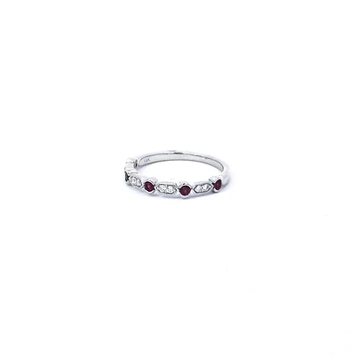 14K White Gold Ruby and Diamond Ring