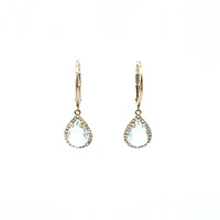 14K Yellow Gold Diamond and Aquamarine Earrings