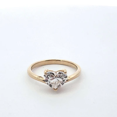 14K Yellow Gold 1.50 cttw Lab Grown Heart Diamond Solitare - / White