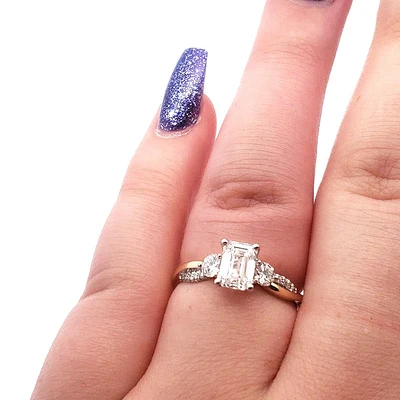 14K Yellow and White Gold 1.50 cttw Lab Grown Diamond Engagement Ring - /