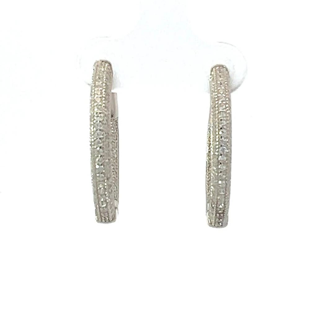 925 Sterling Silver Cubic Zirconia Oval Huggies