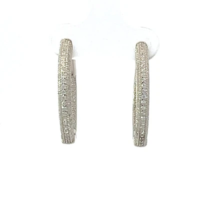 925 Sterling Silver Cubic Zirconia Oval Huggies