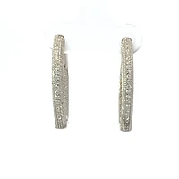 925 Sterling Silver Cubic Zirconia Oval Huggies