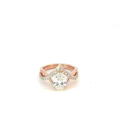14K Rose Gold 2.17cttw Lab Grown Pear Cut Diamond Ring