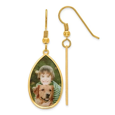 Sterling Silver/Gold-plated Teardrop Picture Jewelry Earrings - MADE TO ORDER