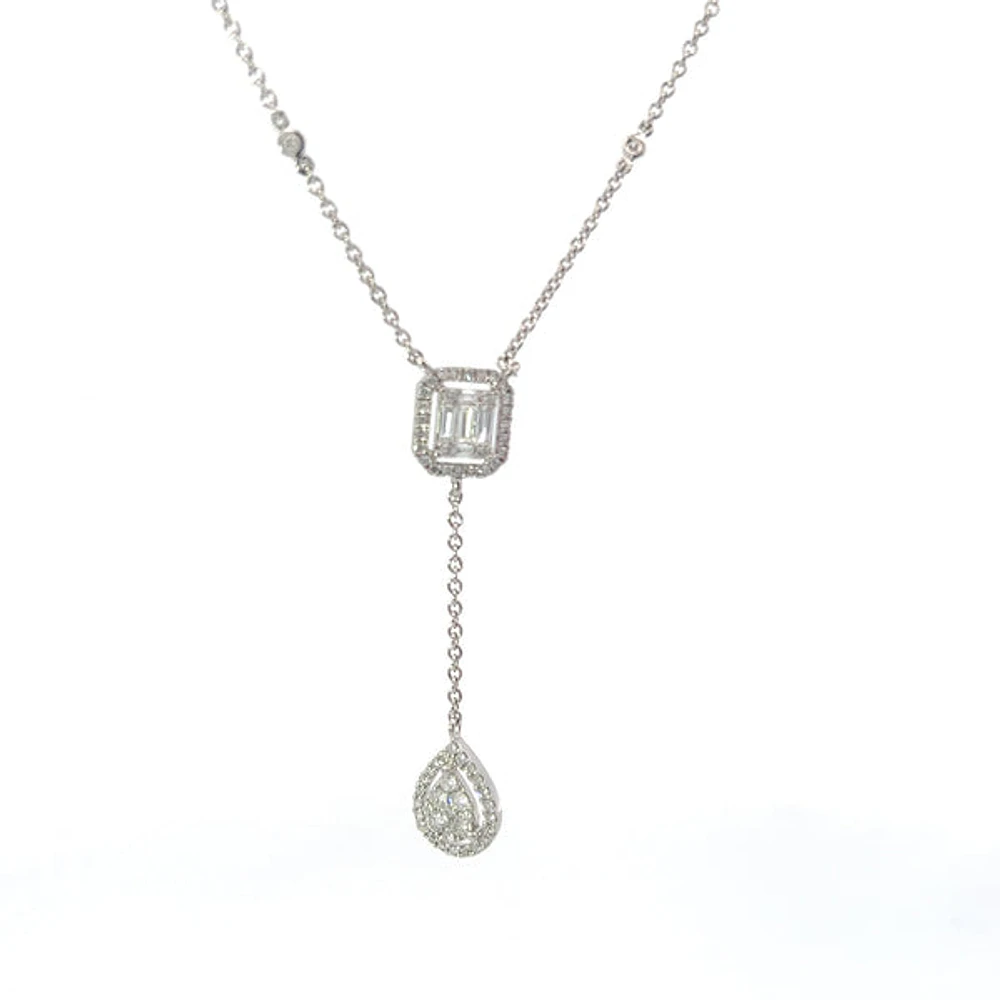 14K White Gold 0.65cttw Diamond Necklace, 18"