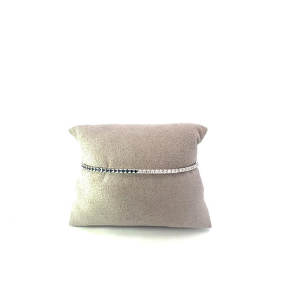 14K White Gold Sapphire and Diamond Bracelet - 7"
