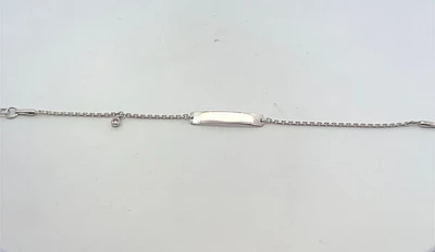 952 Silver ID Baby Bracelet 6" Adjustable with Pink Cubic Zirconia