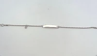 952 Silver ID Baby Bracelet 6" Adjustable with Pink Cubic Zirconia