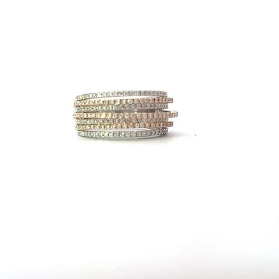 14K White & Rose Gold Diamond Ring - size 6.5